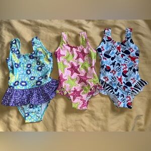 Lot of 3 Flap Happy Kids UV 50 NWT Ruffle One Piece Swimsuits Size 2